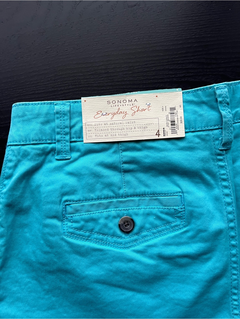 Sonoma Goods for Life (Original $30) Teal Everyday Chino Shorts Size 4 - Picture 5 of 16
